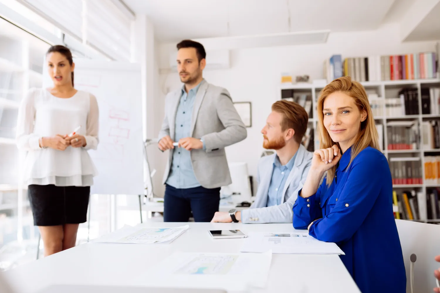 Group of business people working as team in office
